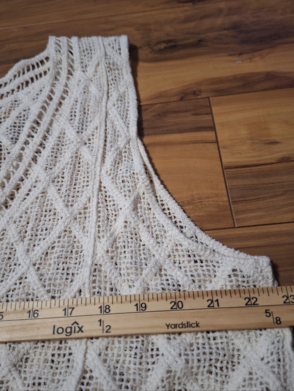POL One Size cream open crochet vest festival boho hippie cottage 100% cotton - Picture 6 of 8